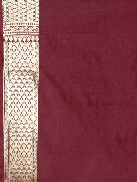 maroon silk banarasi saree with blouse - 14253438 - Standard Image - 3
