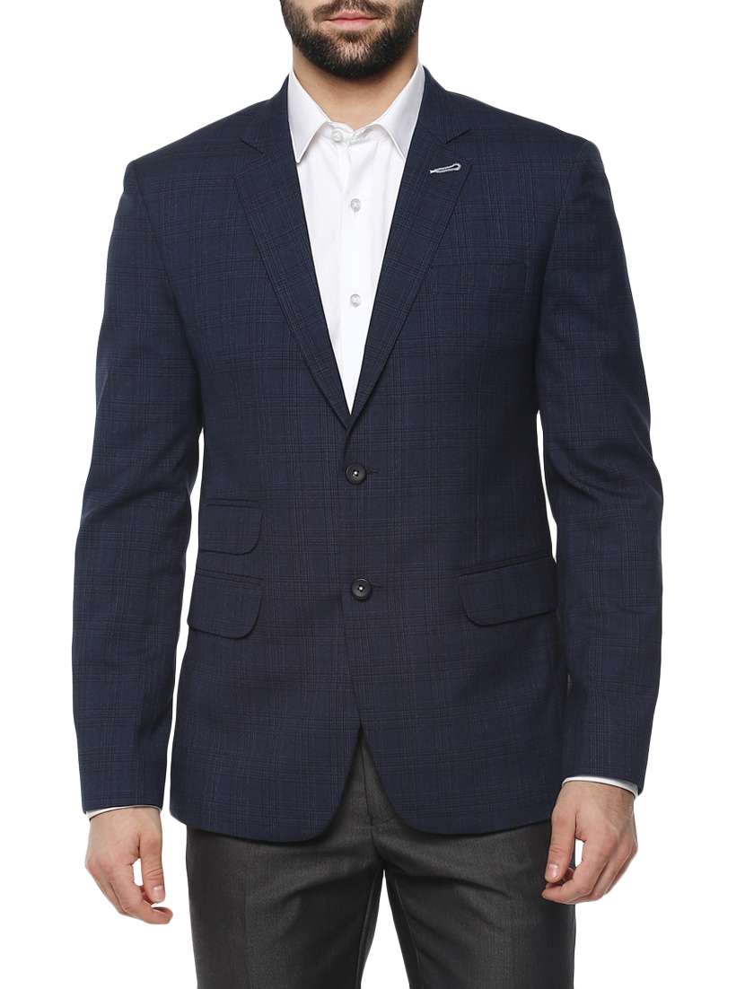 blue polyester casual blazer