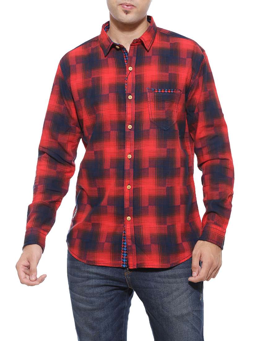 red cotton casual shirt
