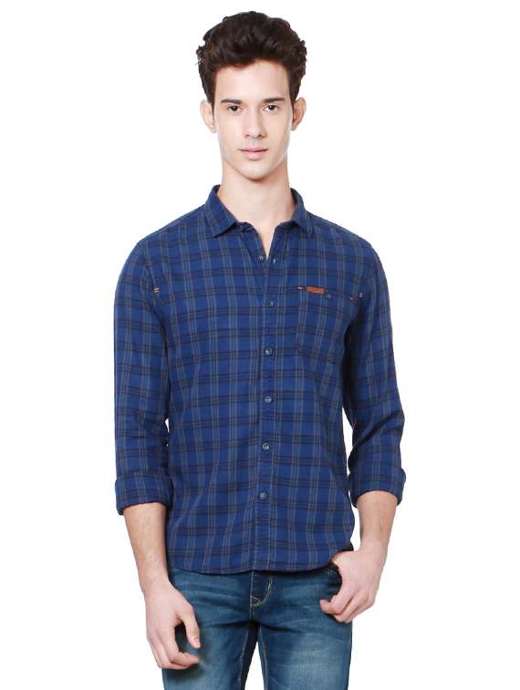 blue cotton casual shirt