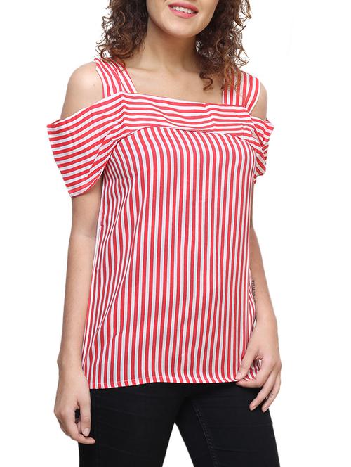 striped cold shoulder top - 14262320 -  Standard Image - 0
