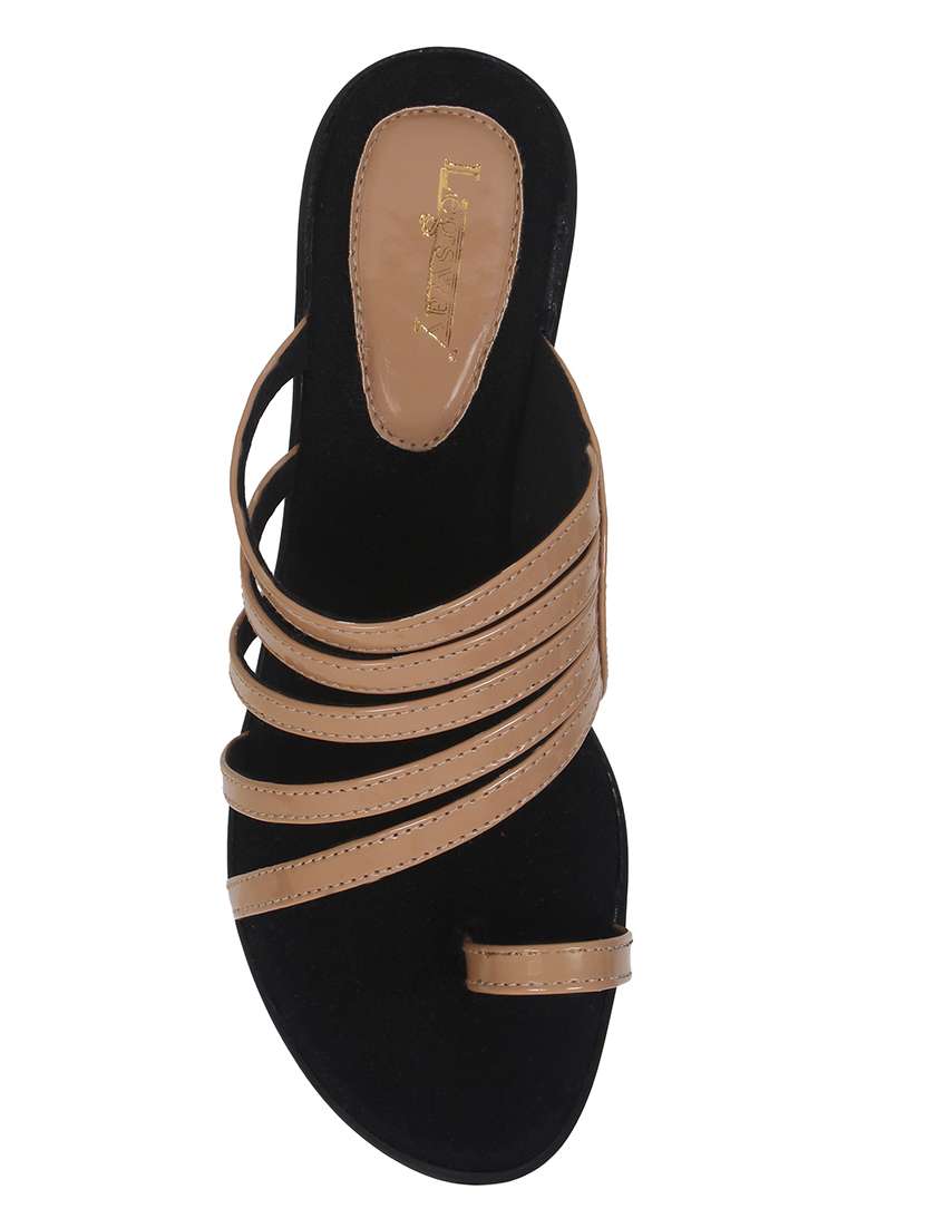 beige one toe sandal - 14262478 -  Standard Image - 3