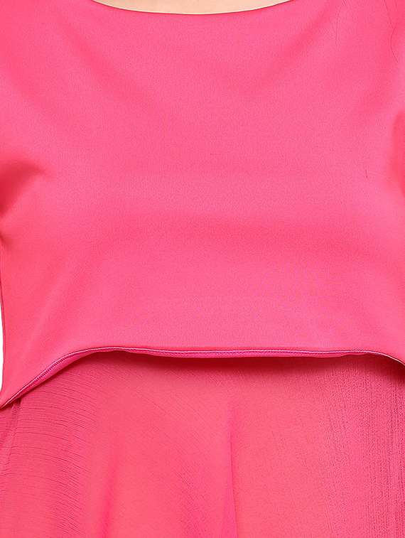 pink solid scuba asymmetric tunic - 14265770 -  Standard Image - 3