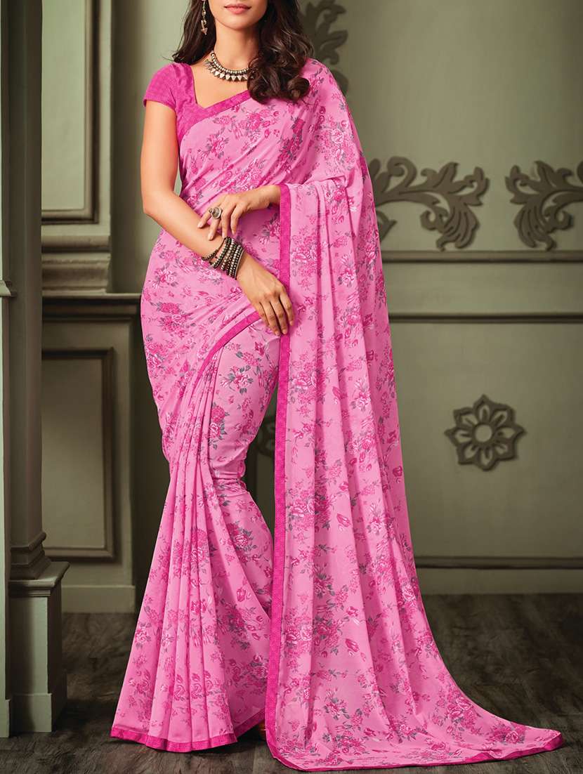 Floral  printed saree with blouse