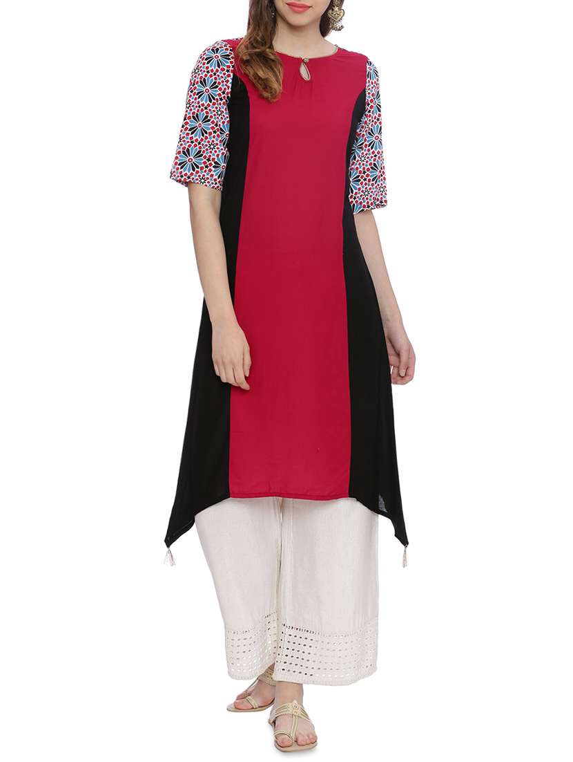 magenta viscose asymmetric kurta