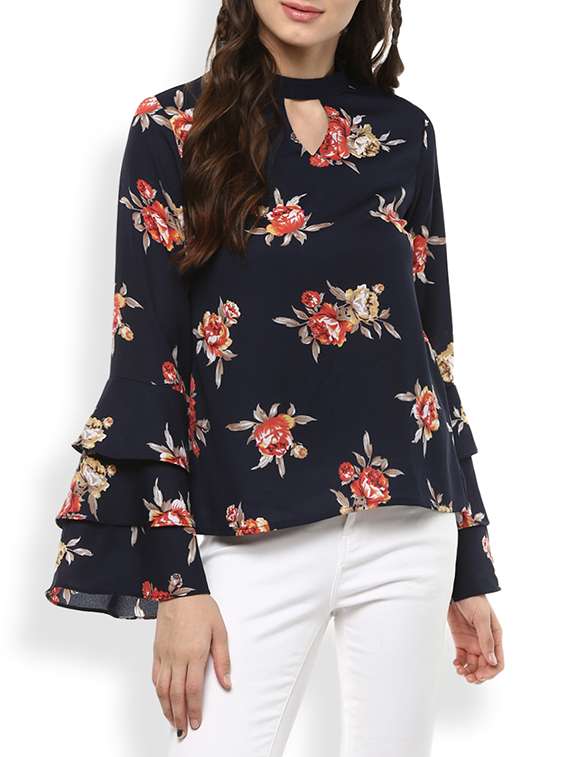 layered bell sleeved floral top