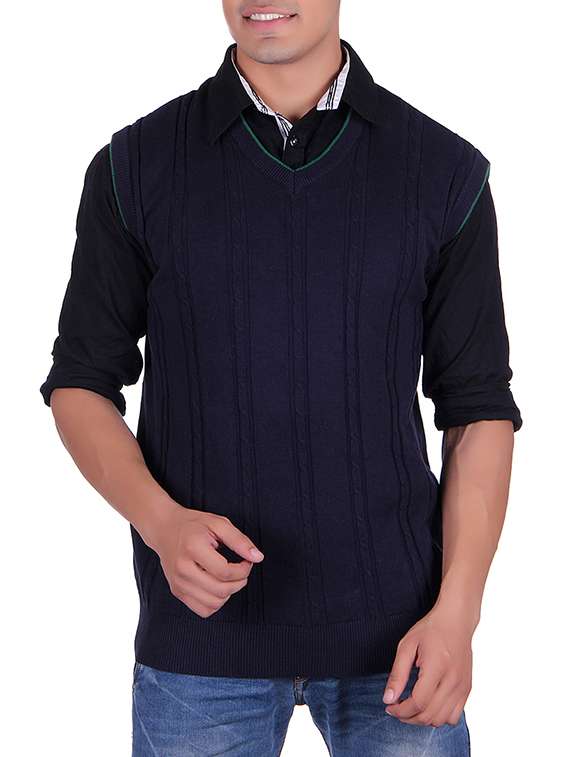 navy blue cotton pullover - 14319924 - Zoom Image - 0