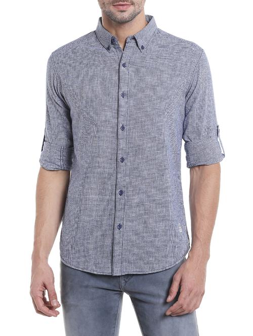 blue cotton casual shirt - 14321489 - Standard Image - 0
