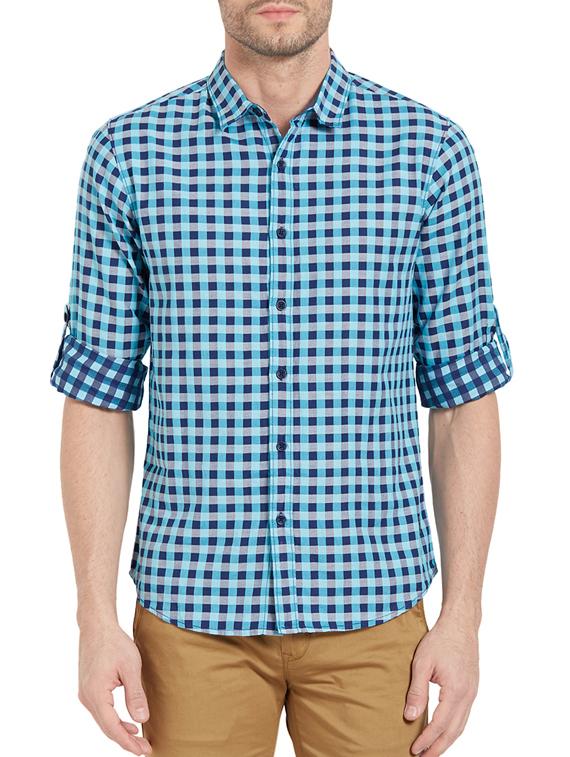 blue cotton casual shirt - 14321498 - Zoom Image - 0