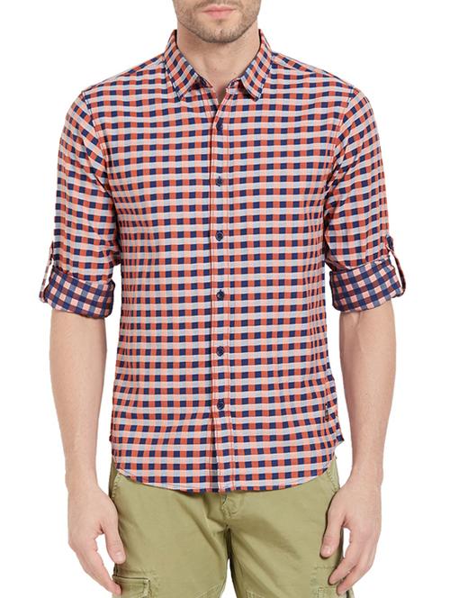 orange cotton casual shirt - 14321499 - Standard Image - 0