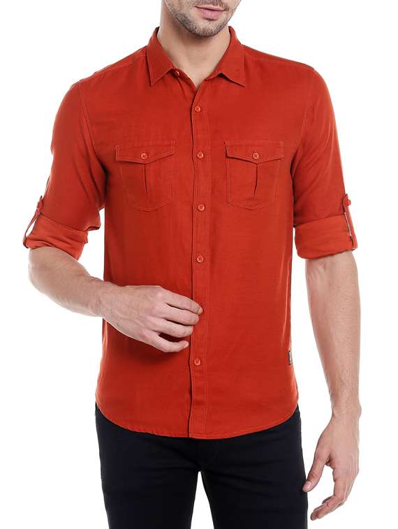 red cotton casual shirt - 14321521 - Zoom Image - 0