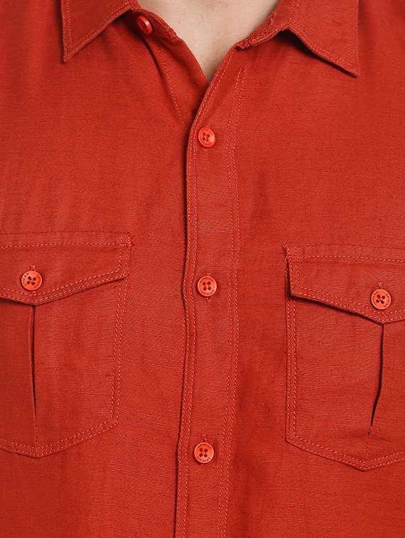 red cotton casual shirt - 14321521 - Standard Image - 3
