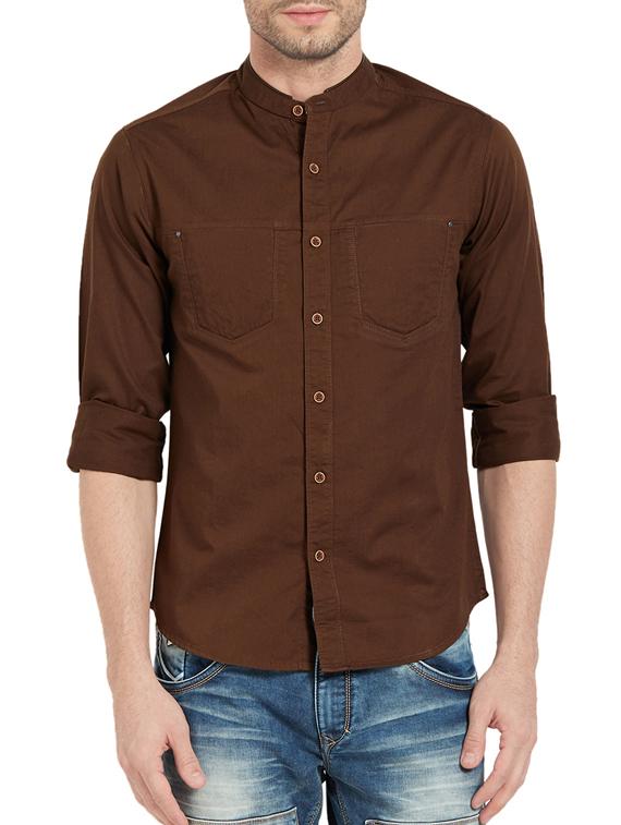 brown cotton casual shirt - 14321524 -  Zoom Image - 0