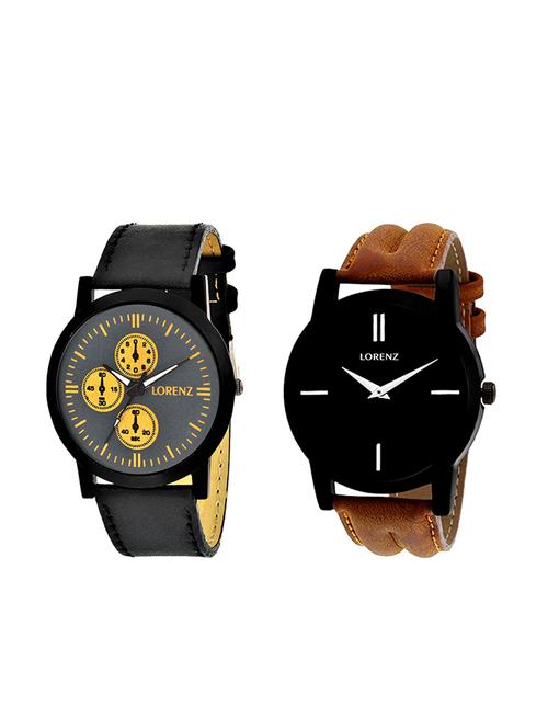 lorenz mk-4013a black dial analog watch combo for men - 14322108 - Standard Image - 0