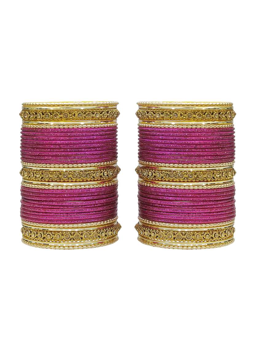 pink gold tone stone bangles