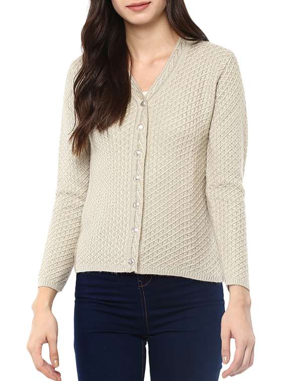 beige woollen cardigan