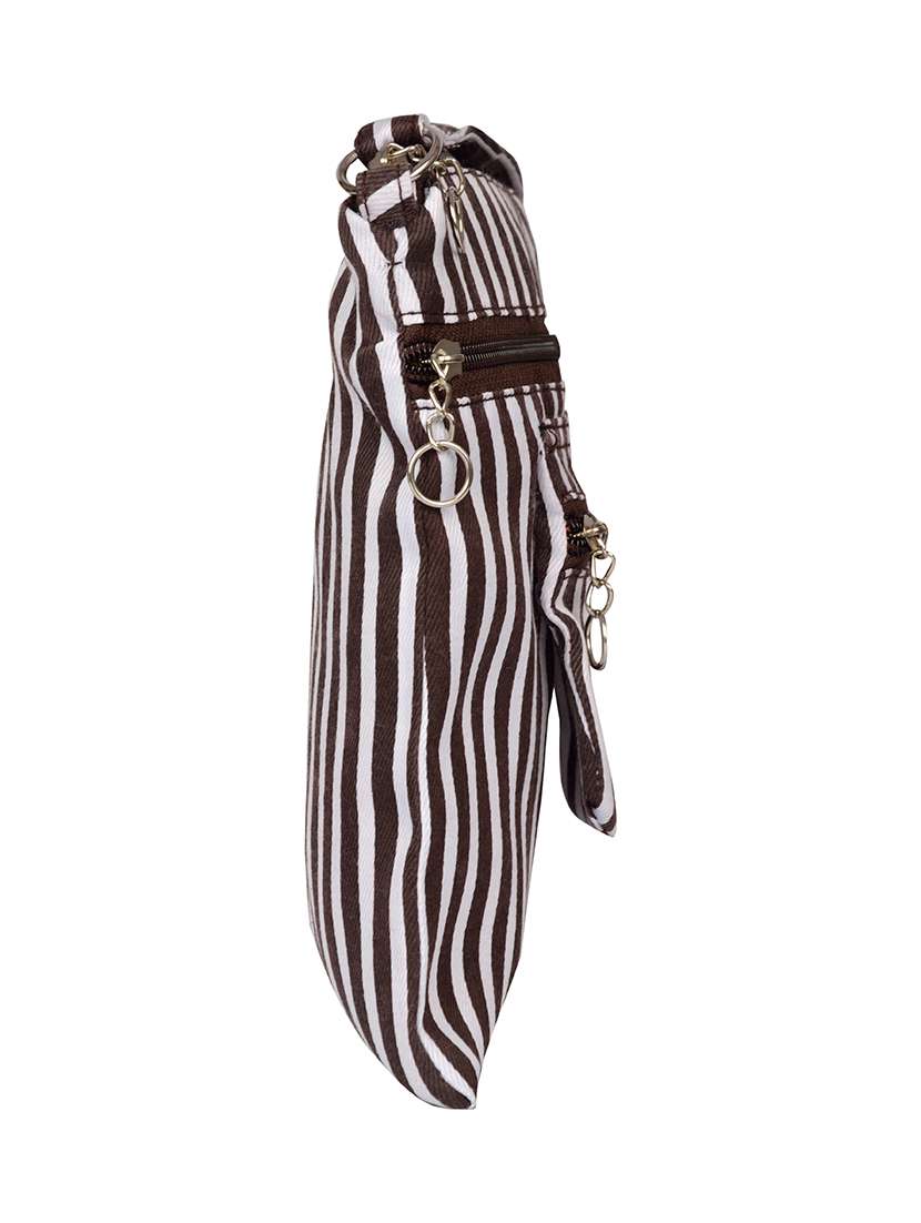 brown striped regular sling bag - 14326450 - Standard Image - 3