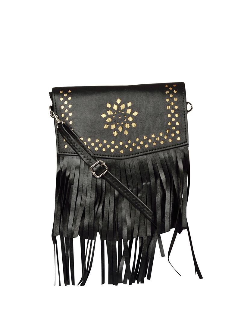 black leatherette  regular sling bag - 14326460 -  Zoom Image - 0