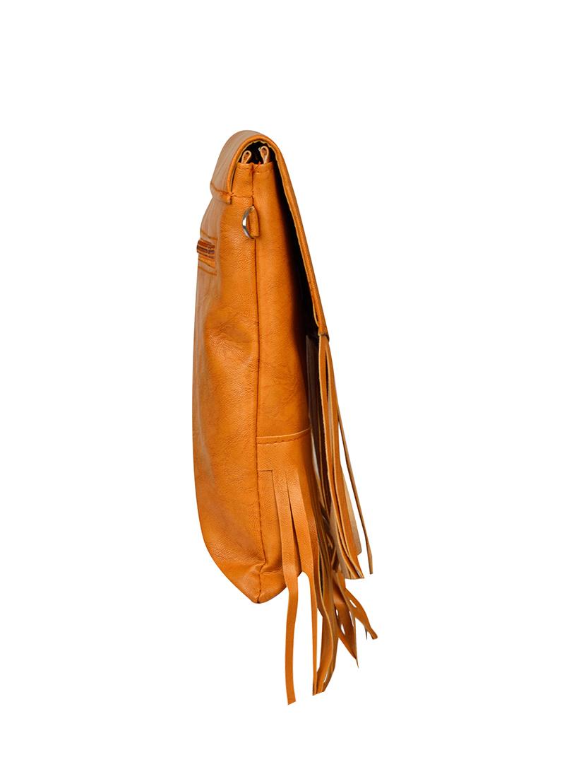 tan textured regular sling bag - 14326463 - Standard Image - 3