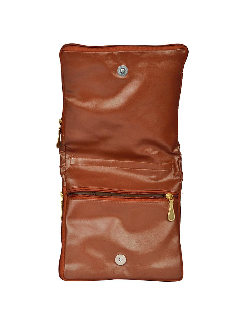 brown leatherette regular sling bag - 14326468 - Standard Image - 3