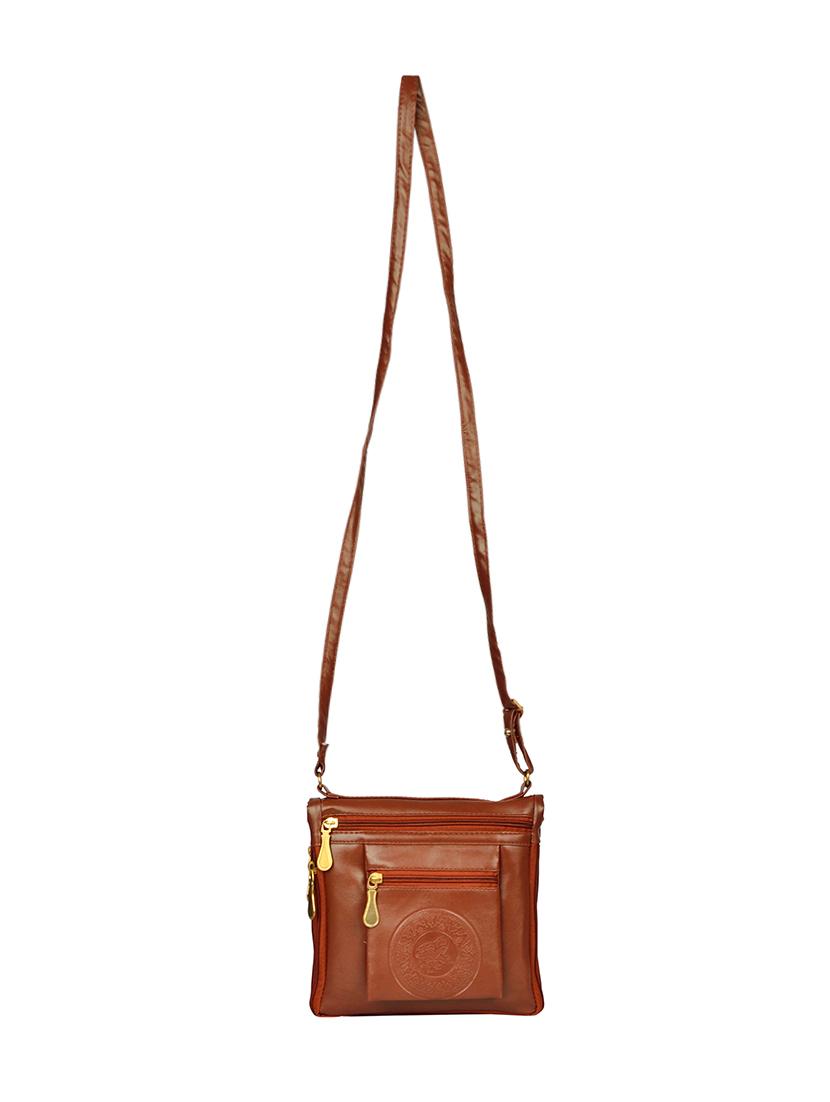 brown leatherette regular sling bag - 14326468 - Standard Image - 5