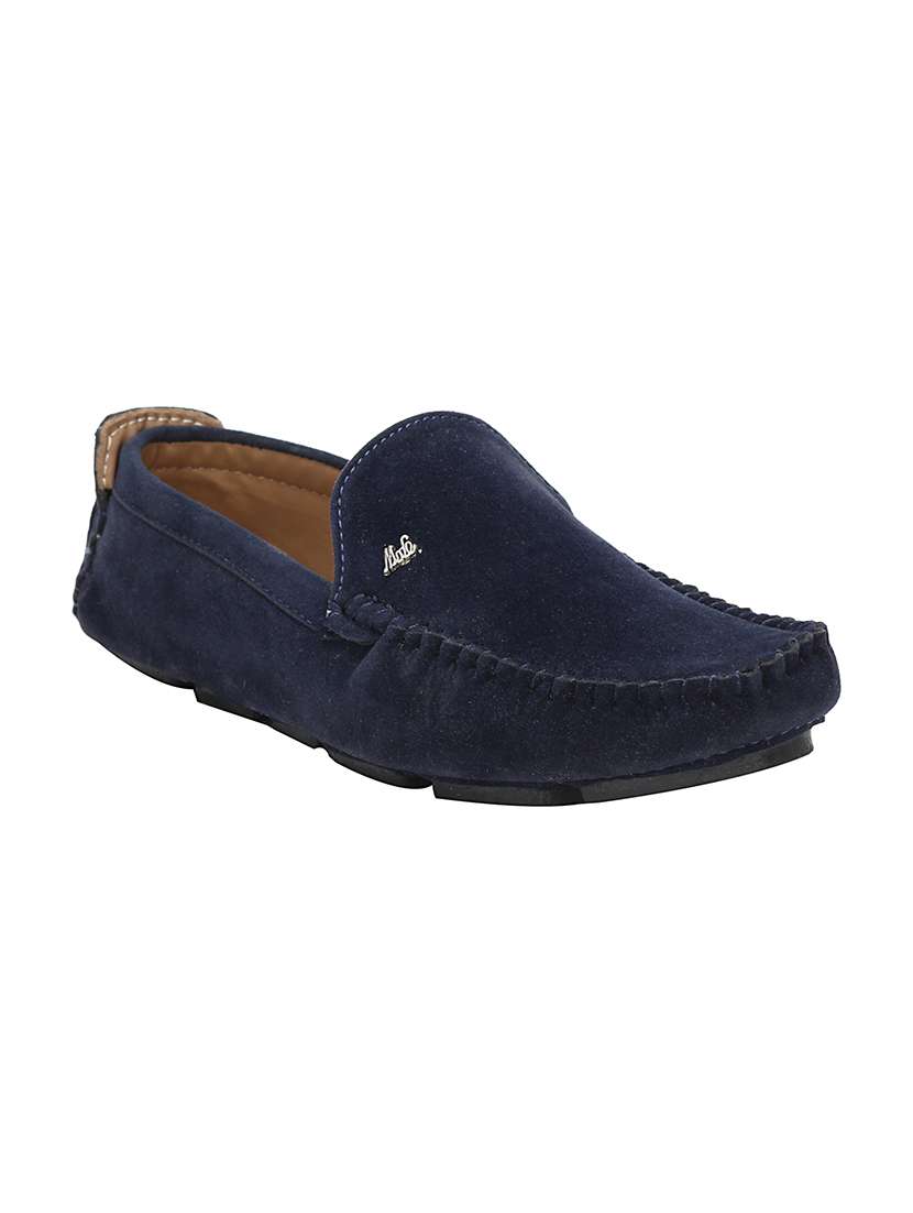 navy suede slip on loafer