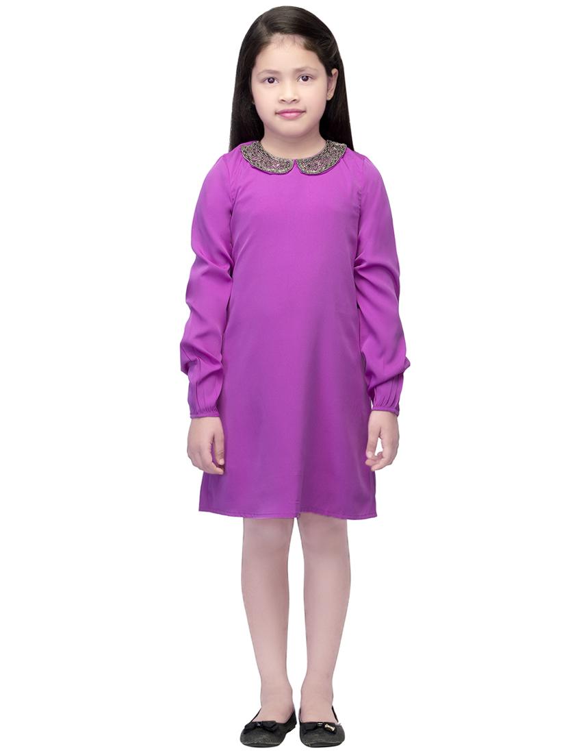 purple polyester frock - 14328245 - Standard Image - 3
