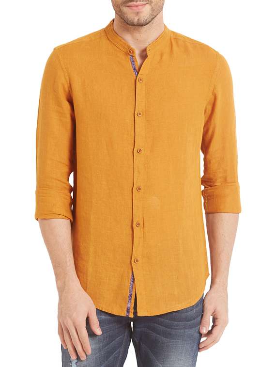 yellow linen casual shirt - 14332071 - Zoom Image - 0