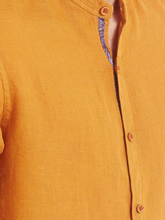 yellow linen casual shirt - 14332071 - Standard Image - 3