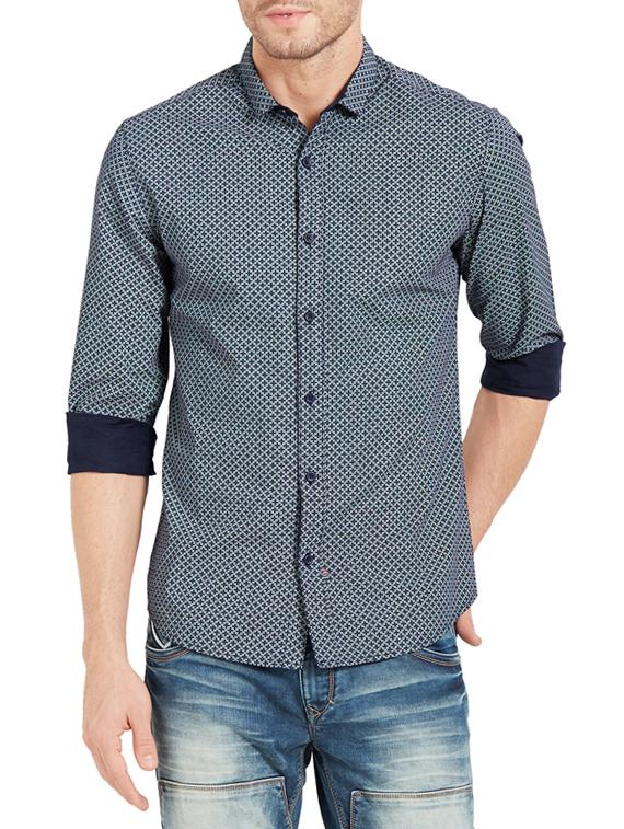 blue cotton casual shirt - 14332089 -  Zoom Image - 0