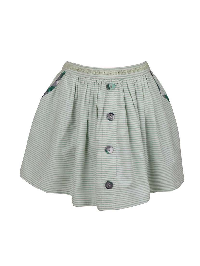 green cotton flared skirt