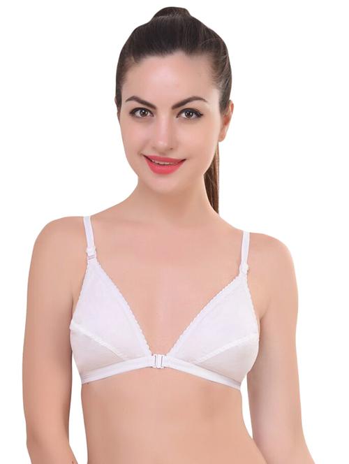 white cotton front open bra - 14334399 -  Standard Image - 0