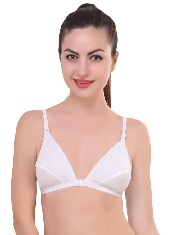 white cotton front open bra - 14334399 -  Zoom Image - 0
