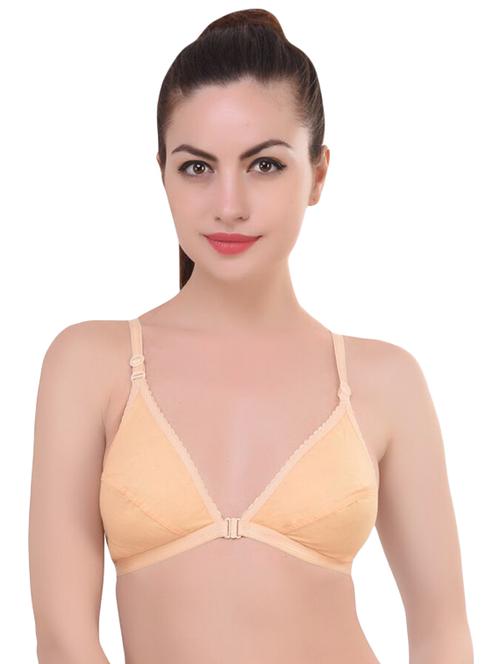 beige cotton front open bra - 14334400 -  Standard Image - 0