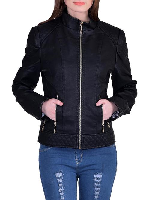 navy blue leatherette jacket - 14335378 - Standard Image - 0