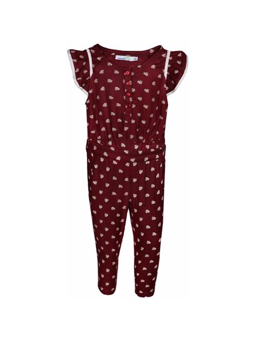 girls maroon printed full length set - 14336010 - Standard Image - 0