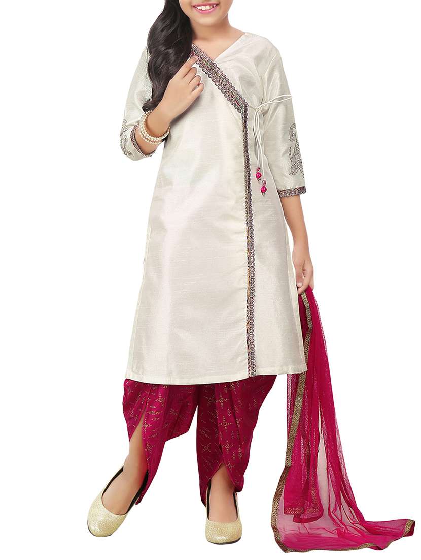 white silk blend suit set