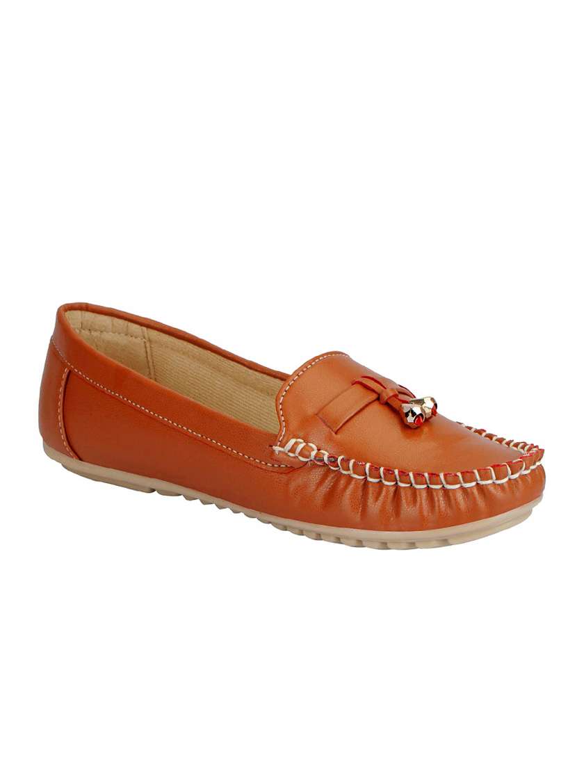 tan faux leather slip on loafers