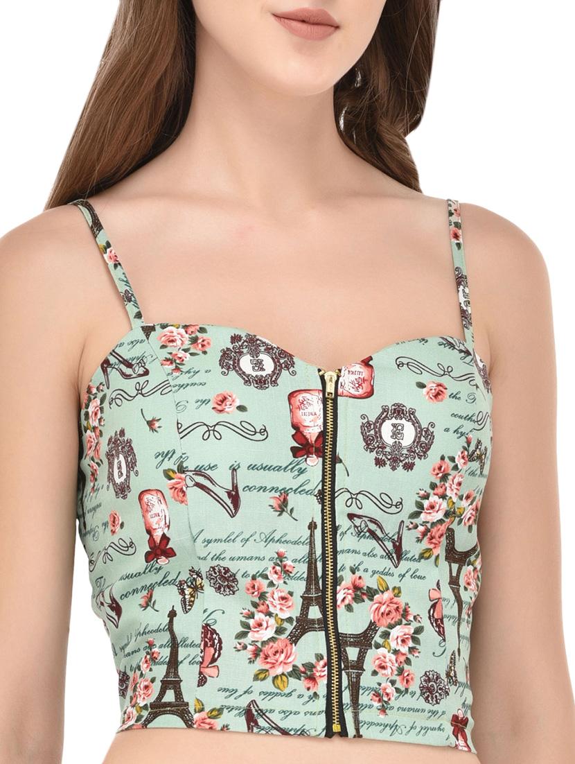 sea green printed cotton lette bra - 14349068 - Zoom Image - 0