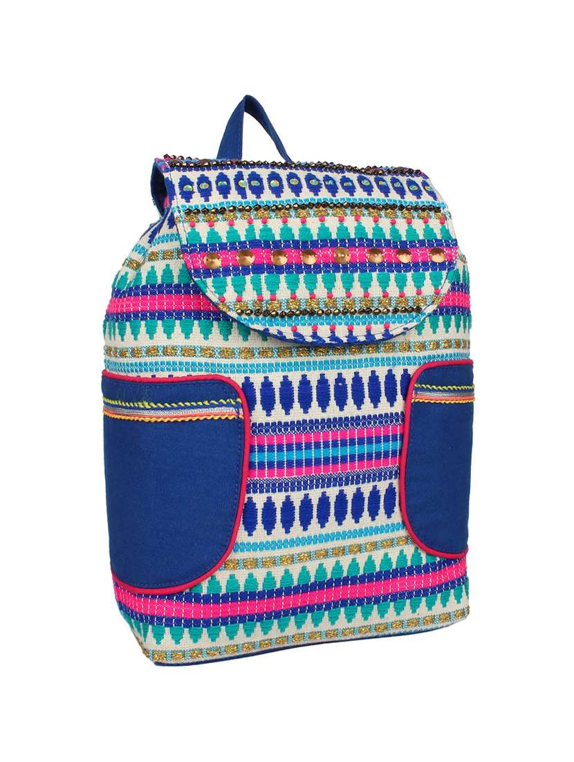 blue  cotton fashion backpack - 14349304 -  Standard Image - 3