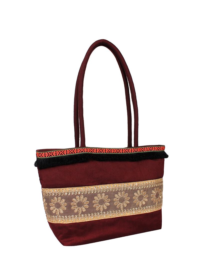 brown silk handbag - 14349309 - Standard Image - 3