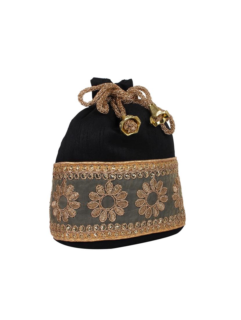 black silk ethnic potli - 14349315 - Standard Image - 3
