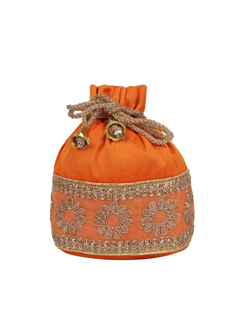 orange silk ethnic potli - 14349316 - Zoom Image - 0