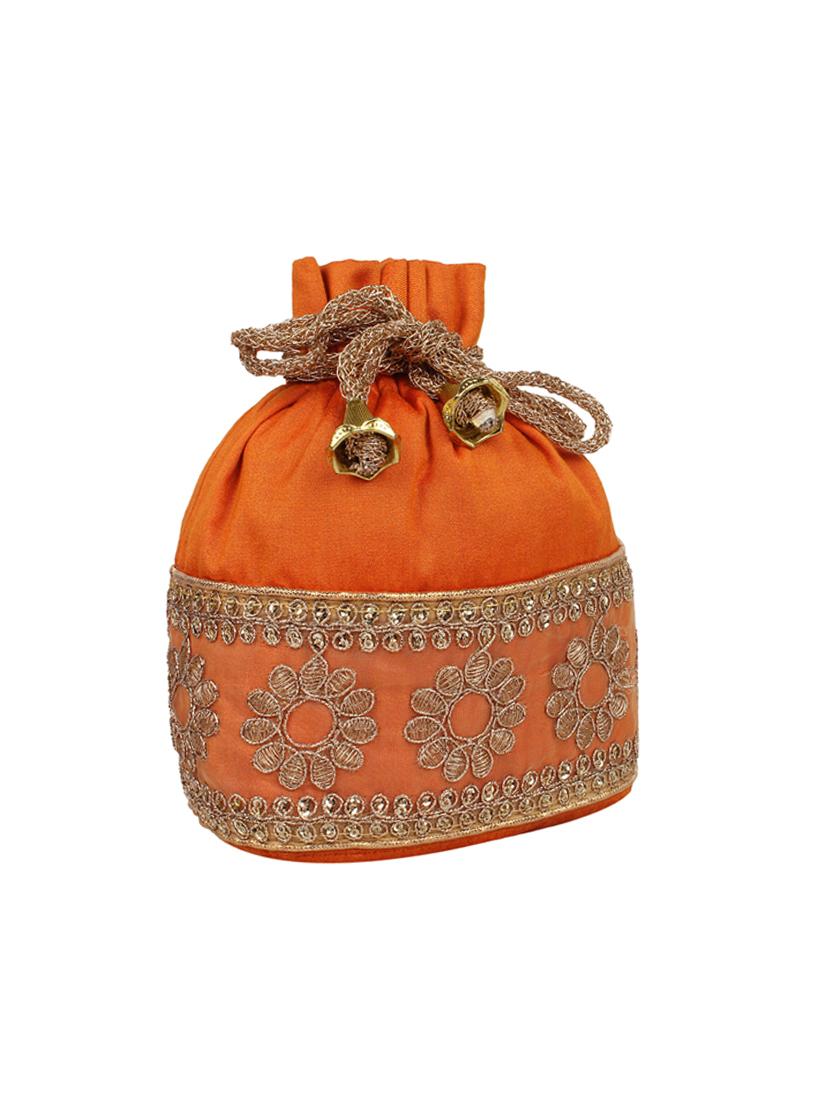 orange silk ethnic potli - 14349316 - Standard Image - 3