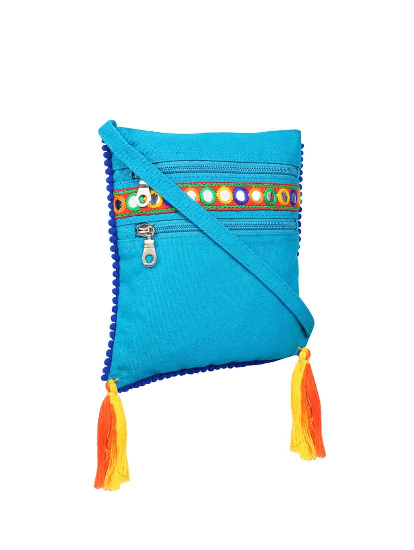 blue canvas sling bag - 14349319 -  Standard Image - 3