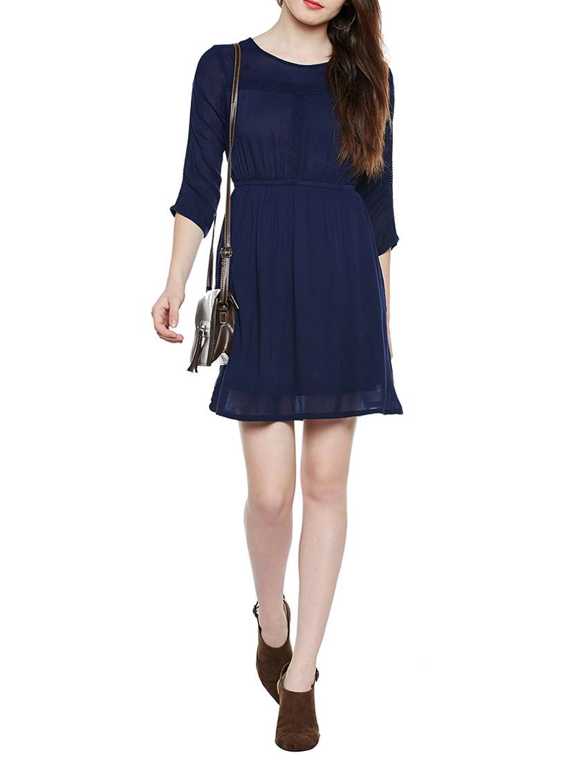 navy blue viscose aline dress - 14349901 - Zoom Image - 0