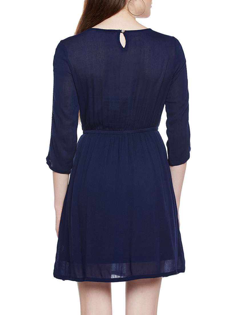navy blue viscose aline dress - 14349901 - Standard Image - 3