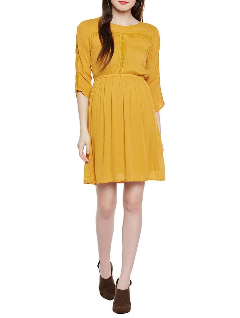 yellow viscose blouson dress - 14349902 -  Zoom Image - 0