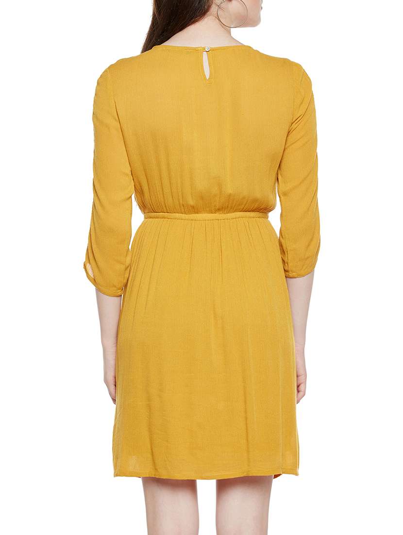yellow viscose blouson dress - 14349902 - Standard Image - 3