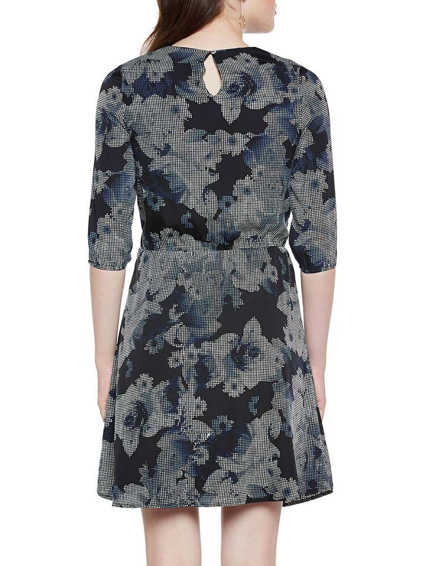 black floral printed a-line dress - 14349905 - Standard Image - 3